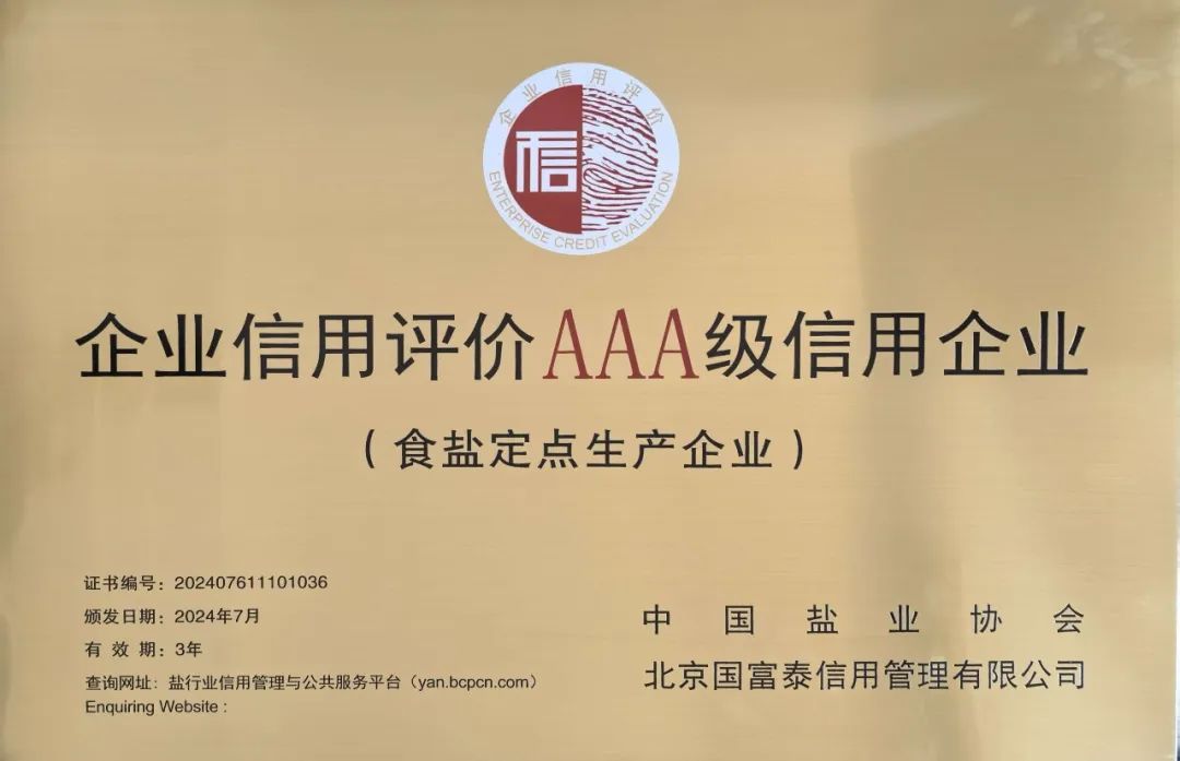Hangu Saltern Earns Prestigious AAA Credit Rating, Recognized for Outstanding Strength